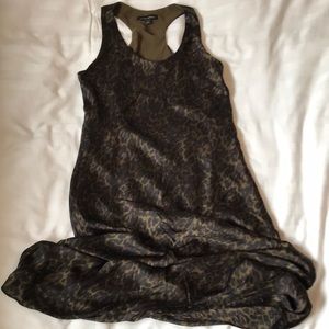BR maxi slip olive/brown tortoise shell racer back lined generous dress EUC